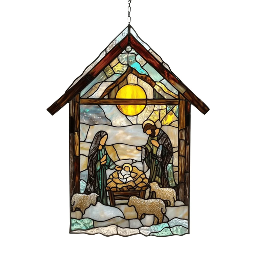 Nativity Scene Suncatcher – Stained Acrylic Window Ornament Window Suncatcher Oasis Select B One Size