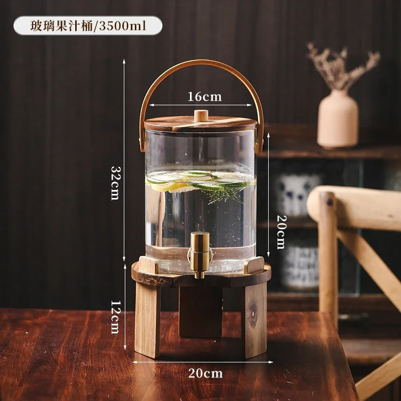 Japanese Glass Cold Kettle High Temperature Resistant Large Capacity Lemon Tea Juice Bucket with Faucet Cold Kettle Oasis Select Transparent