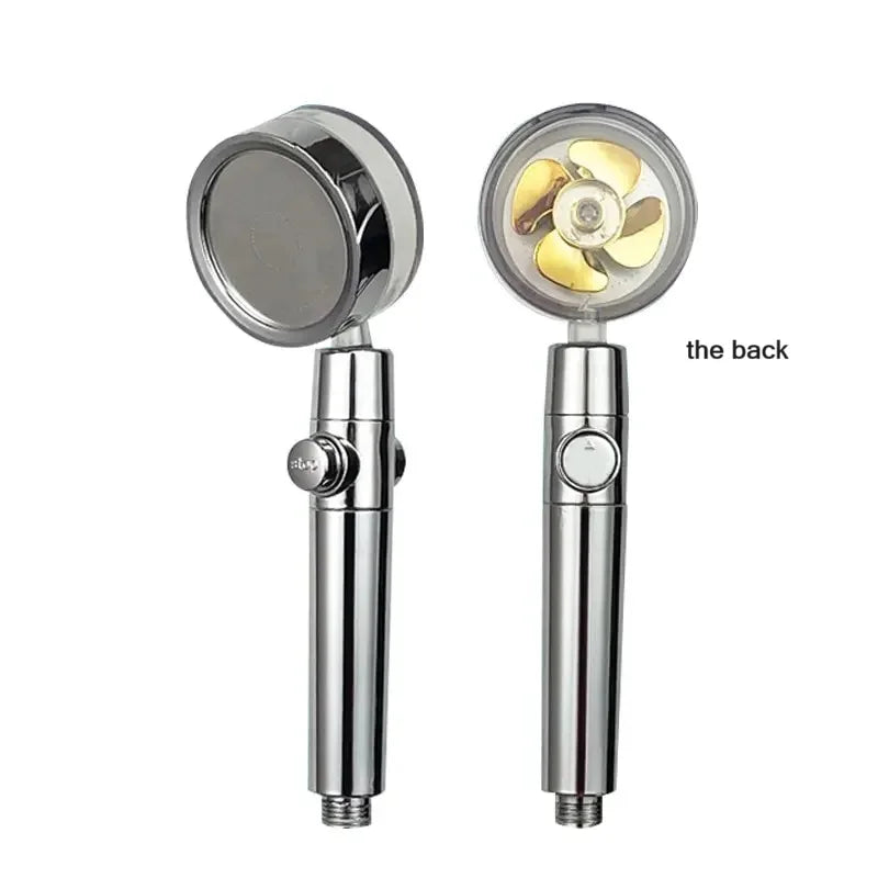 Pressurized Shower Head Water Saving 360 Rotating Twin Turbo Pressurized Propeller Fan Shower Head Bathroom Accessories Oasis Select Gold G371A