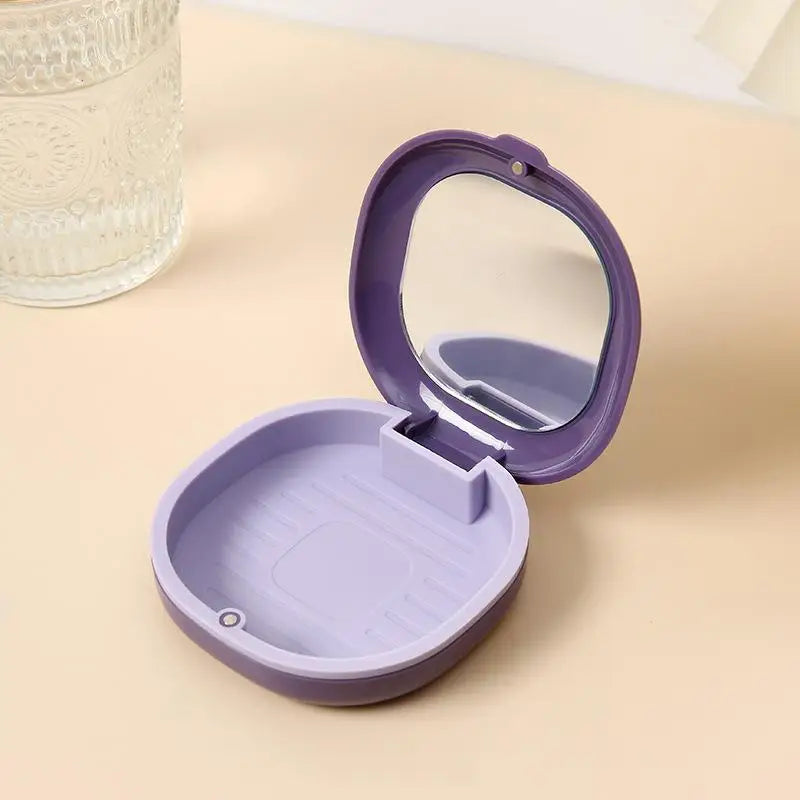 1pcs Retainer Box Magnetic Cover Fake Teeth Denture Storage Case Mouth Guard Aligner Braces Orthodontics Container Oral Hygiene Oasis Select Purple