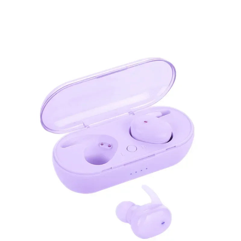 TWS Bluetooth Earphones 5.0 Wireless Stereo Earbuds In-ear Noise Reduction Waterproof Headphones With Charging Case Oasis Select purple
