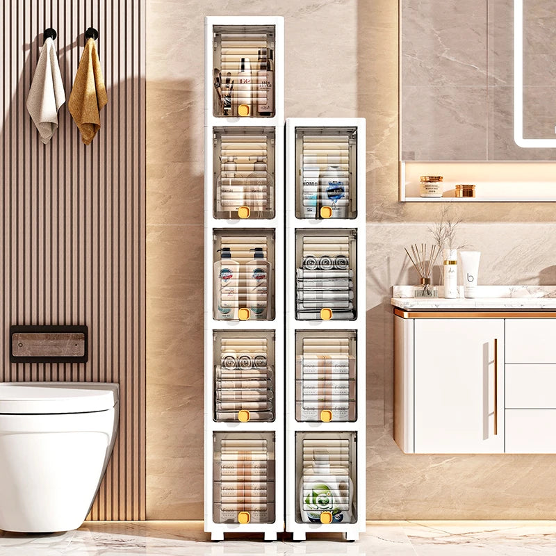 19cm Slim Storage Cabinet Flip-Top Organizer with Multi-Layer Shelves Large Capacity for Kitchen Living Room Bathroom Oasis Select