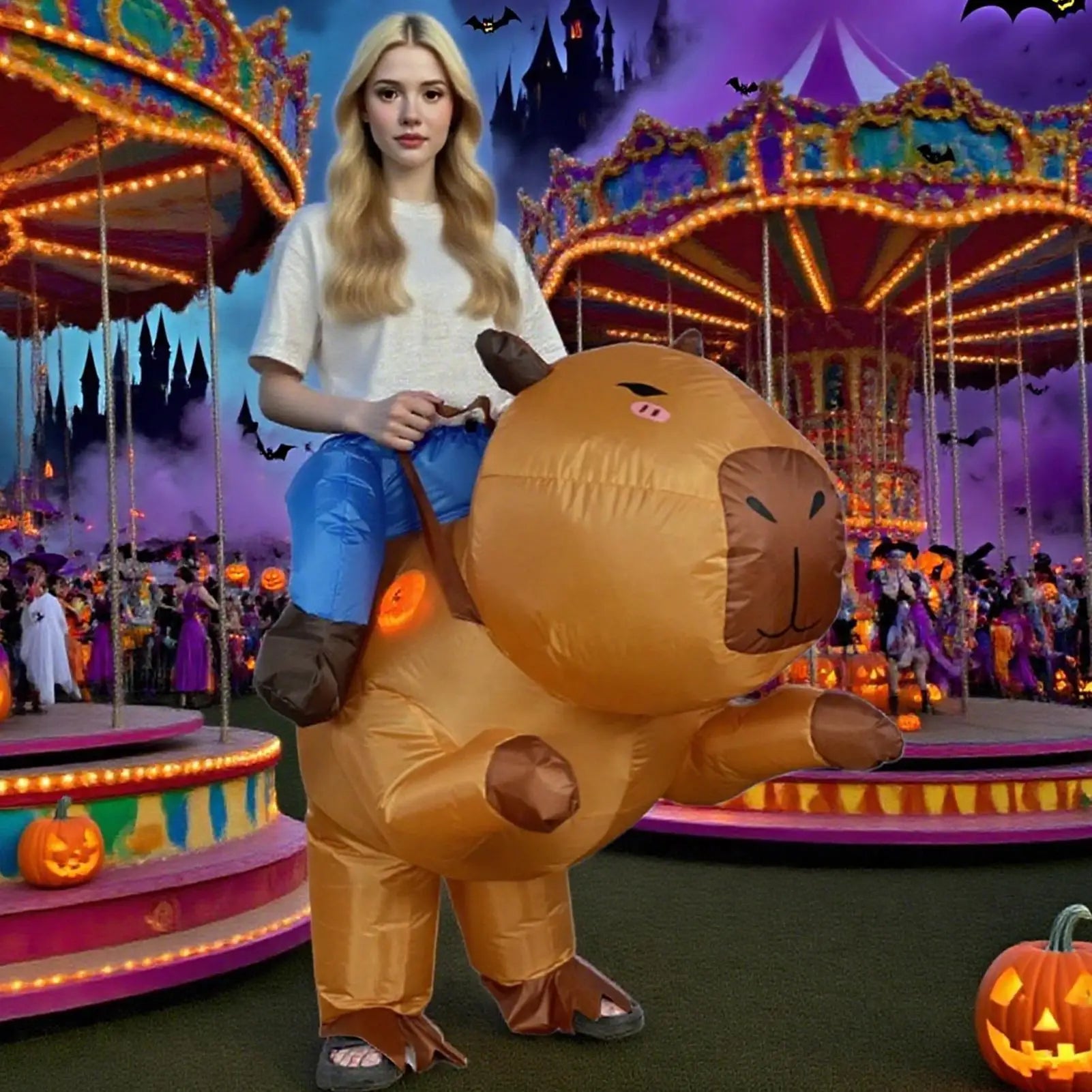 Blow Up Costumes for Adults Funny Kids Capybara Blow Up Outfit Festival Cosplay Dress up for Children Boys Birthday Party Oasis Select