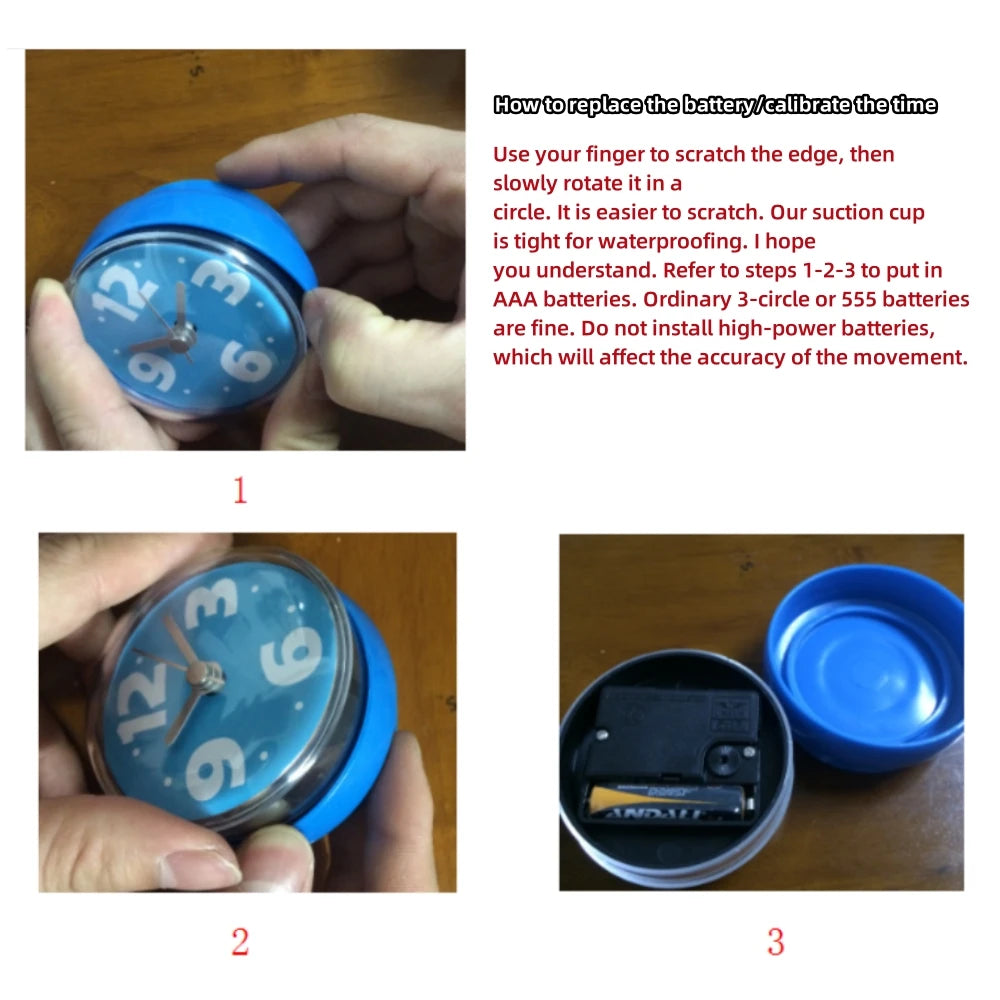 Waterproof And Anti-Fog Design Sucker Wall Clock Plastics 75x75mm Silent Quartz Clocks Sucker Wall Clock For Kitchen Bathroom Oasis Select