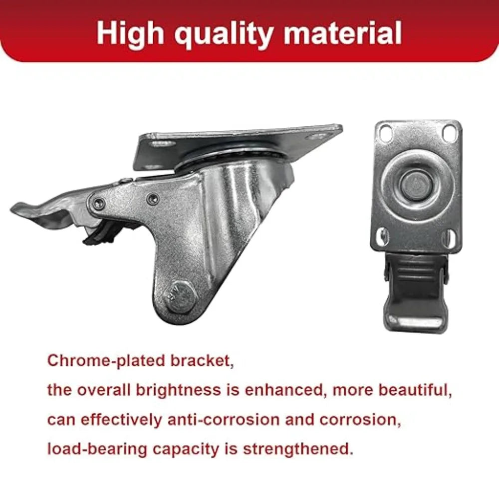 4Pcs 4 inch Caster Wheel Heavy Universal 360° Swivel Silent Brake Wheels Caster Furniture Wear Platform Trolley Household Oasis Select