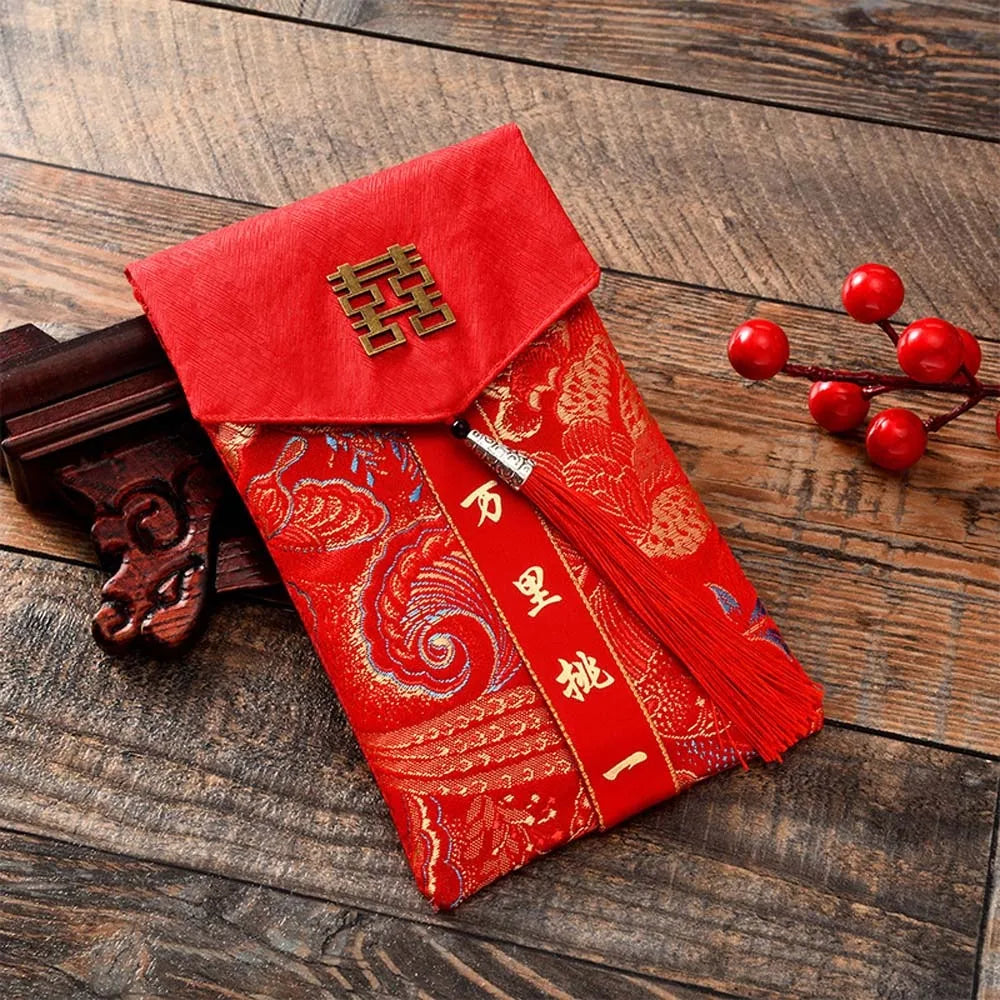 2025 Lunar New Year Brocade Red Envelope HongBao with Tassel