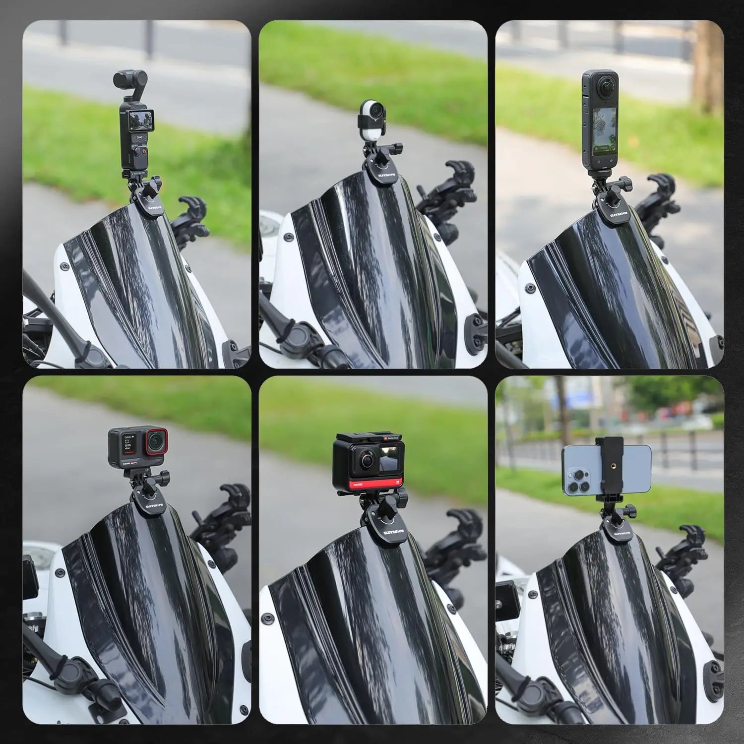 Motorcycle Windshield Mount Clamp for GoPro, DJI & Insta360