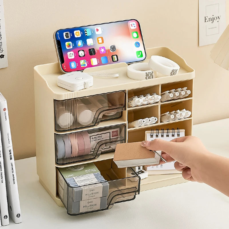 Desk Organizer,Desktop Stationary Organizer Caddy,with Pen Holder,3 Drawers,for School, Home, Office Supplies Oasis Select