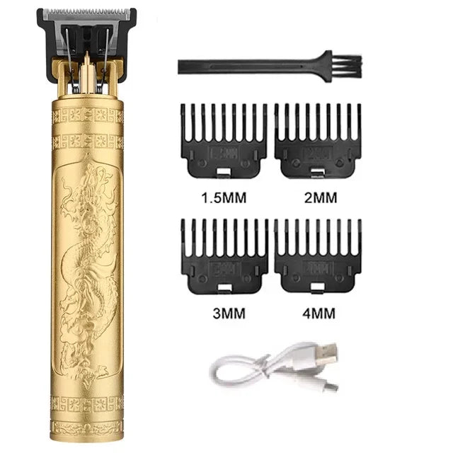 Vintage Carving Hair Cutting Machine T9 Professional Portable Rechargeable Man Beard Cutting Machine / Hair Clipper Accessories Oasis Select 060-GoldDragon