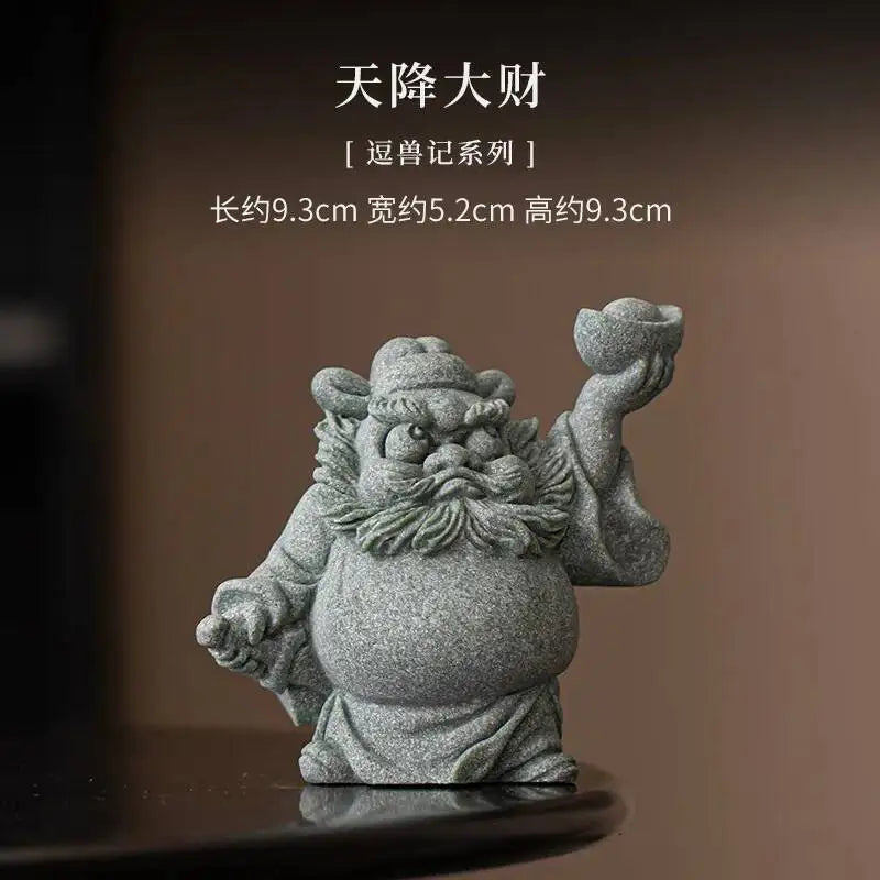 Green Sand Stone Tianshi Zhongkui Tea Pet Ornament Home Indoor Incense Holder Office Desktop Decoration Accessories Oasis Select a Sudden Fortune
