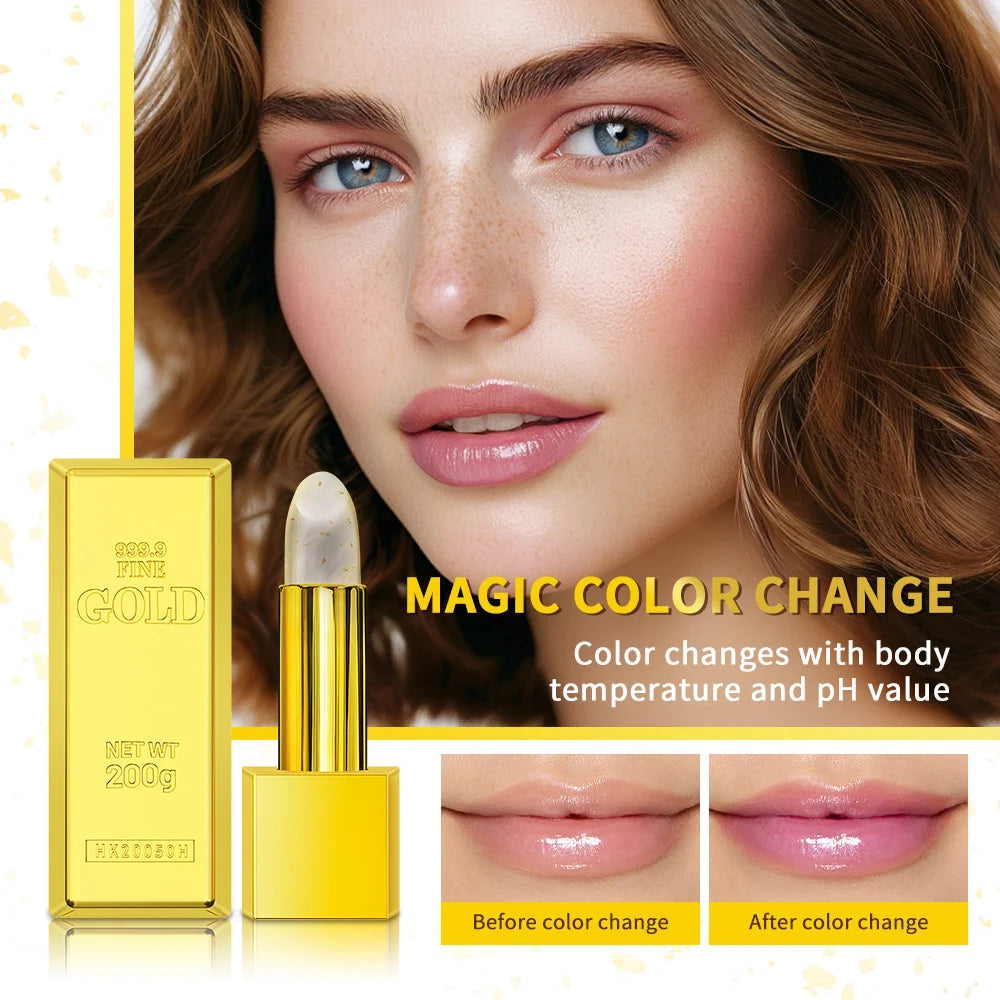 Color Changing Lipstick 2 in 1 Lip Blush Balm 24K Gold Long Lasting Moisturizing Nourishing Lips Plumper Deep Hydration Care Oasis Select
