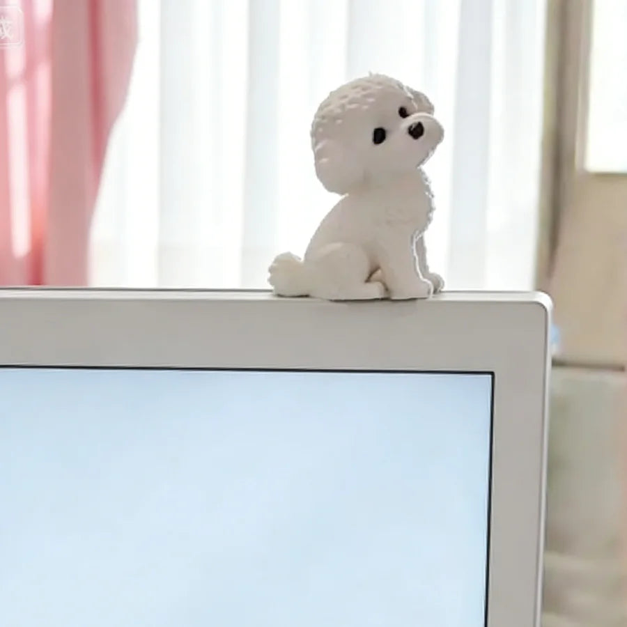 Cute Teddy Dogs Figurine Curly Hair Bichon Frise Plastic Statue Dog Ornament Can Be DIY for Home Office Desk Decor Figurine Gift Oasis Select
