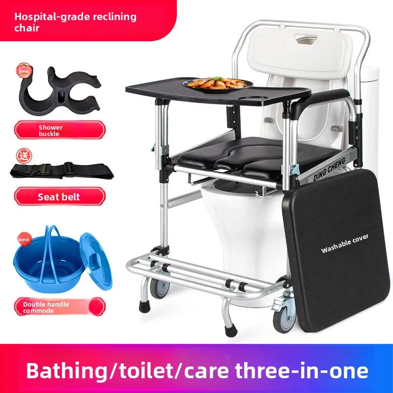 Solid Wheelchair household mobile toilet for the elderly, bath chair for the disabled, non-slip bath chair toilet Oasis Select 08