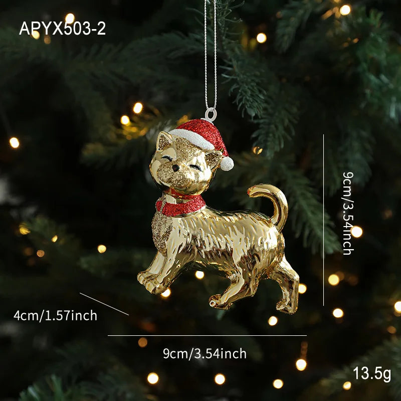 Gold & Red Cartoon Christmas Tree Hanging Ornament
