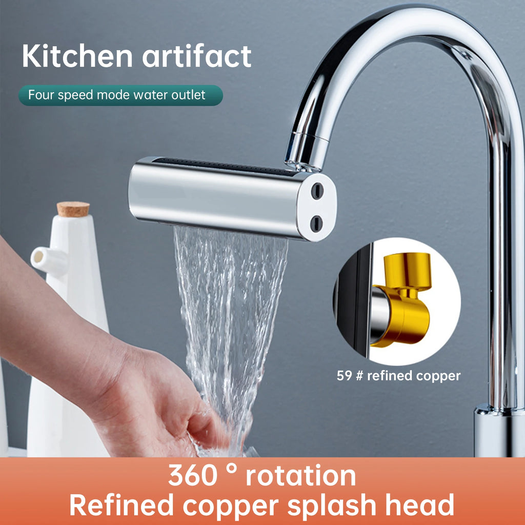 360° Rotating Kitchen Faucet Aerator | 4-Mode Anti-Splash