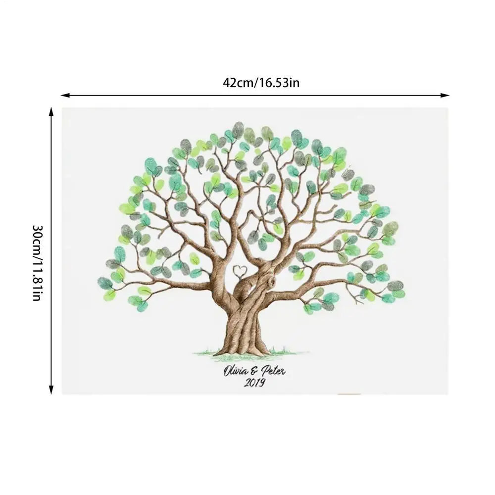 Fingerprint Tree Wedding Graduation Fingerprint Tree Canvas Guest Book DIY Creative Sign-In Book Waterproof for Birthday Wedding Oasis Select Book 42x30x0.2cm