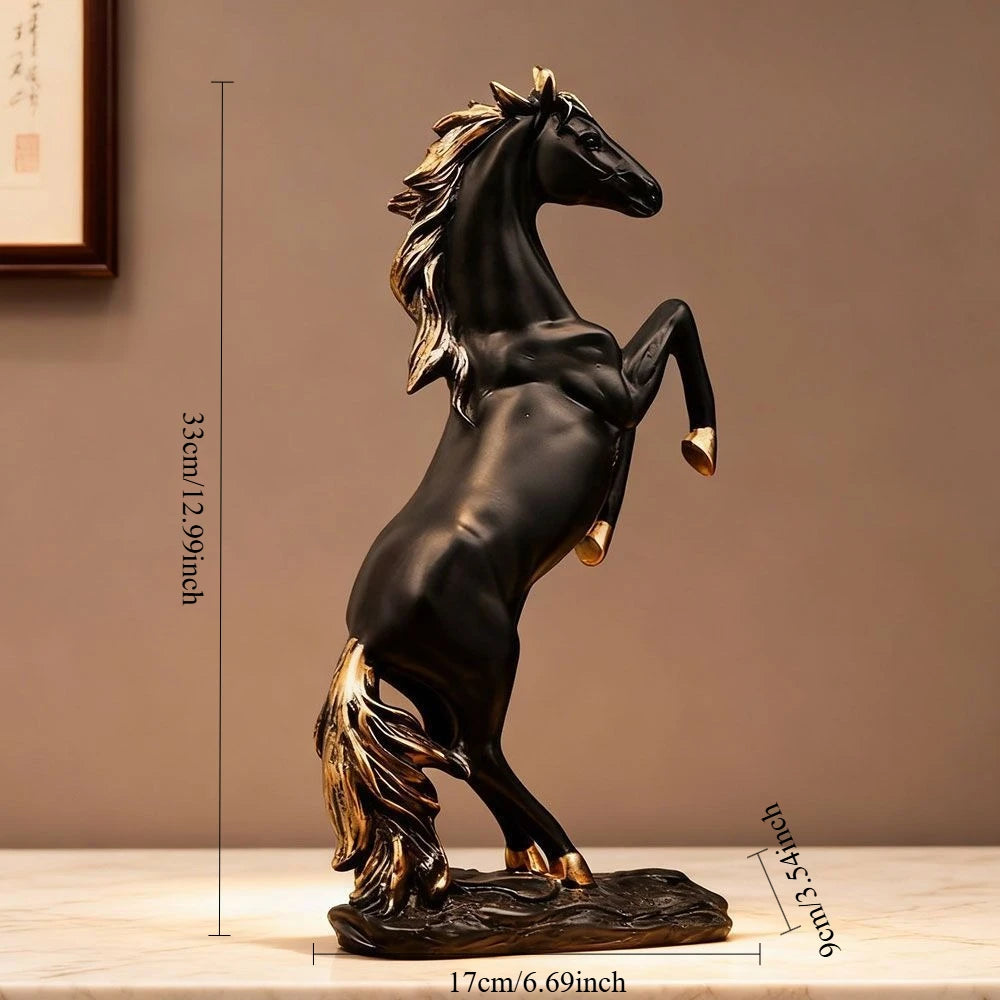 2026 Chinese Zodiac Horse Decoration Home Decor Craft Living Room TV Cabinet New Chinese Style "Horse to Success" Ornament Oasis Select Large black