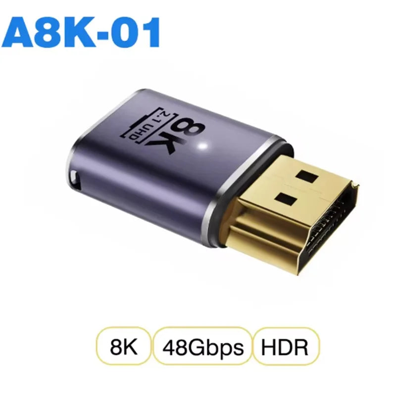 HDMI2.1 Cable Adapter HDMI Male to Female Converter Adapter Support 8K 60Hz 4K 120Hz 48Gbps For HDTV Computer Laptop Monitor Oasis Select A8K-01