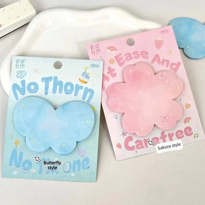 30 Sheets of Paper Special-shaped Notes Ins High-value Students Simple Korean Sticky Message Journaling Stationery Stickers Oasis Select