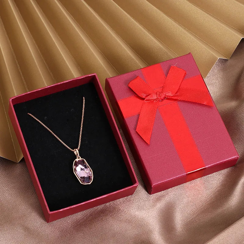 Fashion Bowknot Jewelry Box Multi Colors Ring Earrings Pendant Necklace Gift Jewelry Storage Display Paper Jewelry Packaging Box Oasis Select Red1 Other