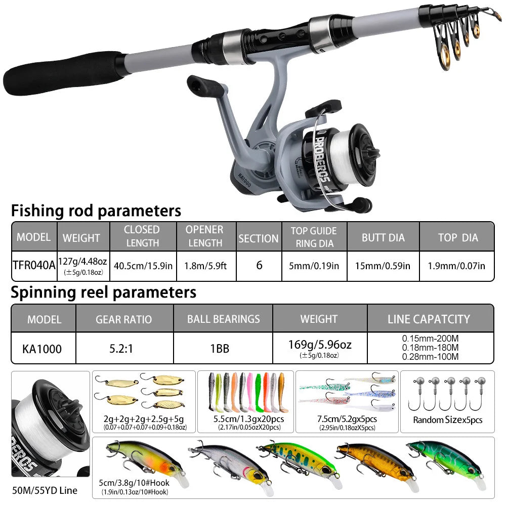Portable sea rod set, long-range casting, mini fishing rod, fishing wheel, fishing line, bait, fishing rod, complete set of sea Oasis Select