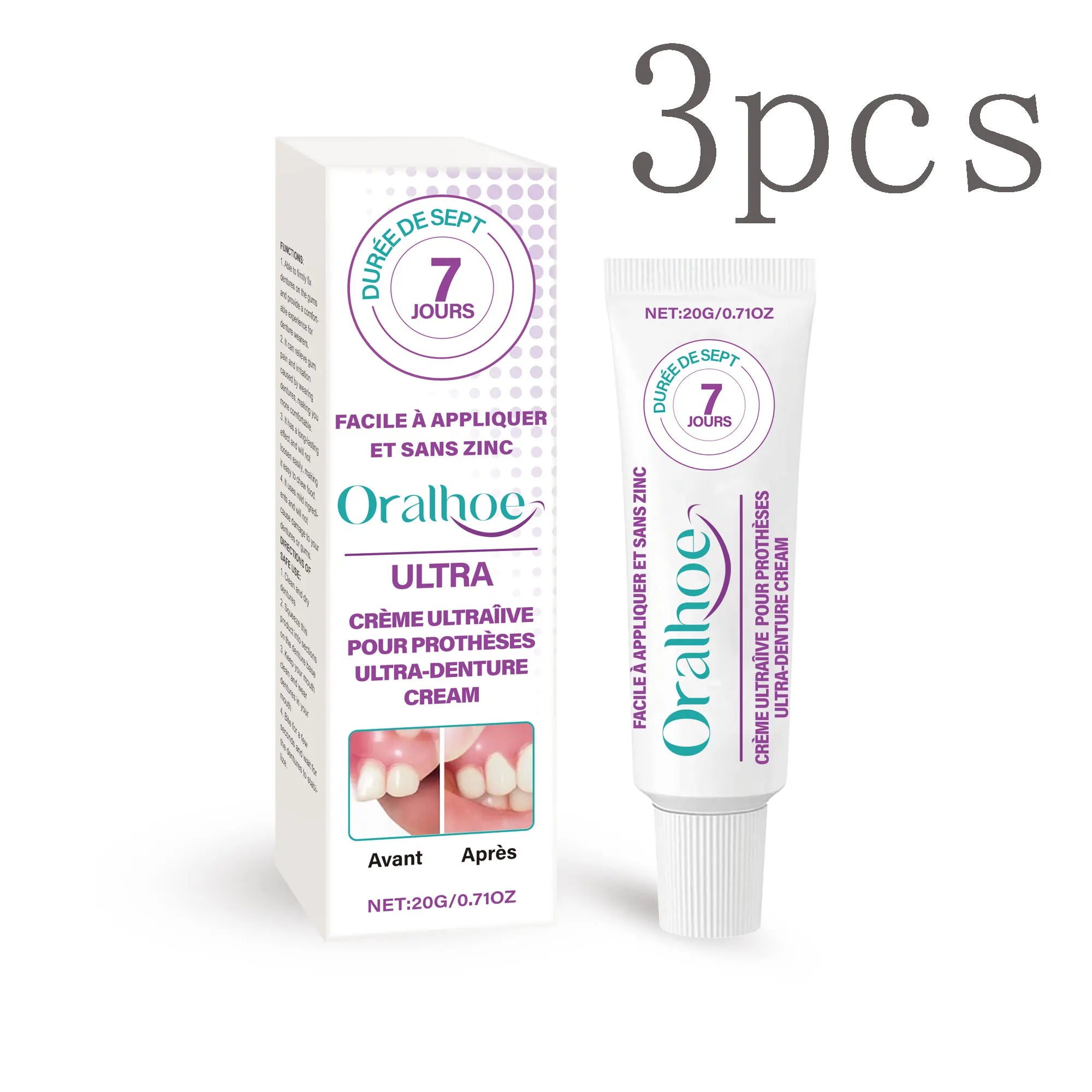Denture Adhesive, Comfort Care, All-Day Secure Hold, Beautiful Smile Enhancement, Easy to Apply & Long-Lasting, Safe for Daily U Oasis Select 3pcs