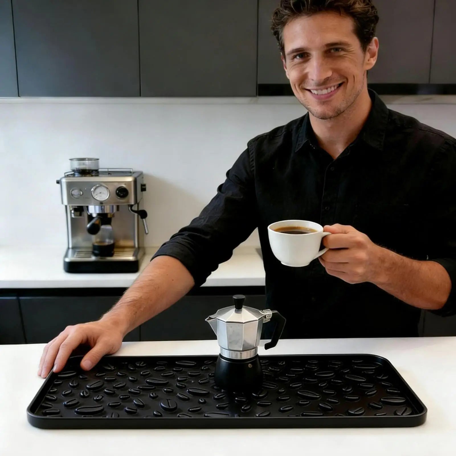 Anti-slip Heat Insulation Pad 16x8in Coffee Bar Mats for Countertop Silicone Coffee Mat for Dish Drying Plate Table Bar Kitchen Oasis Select