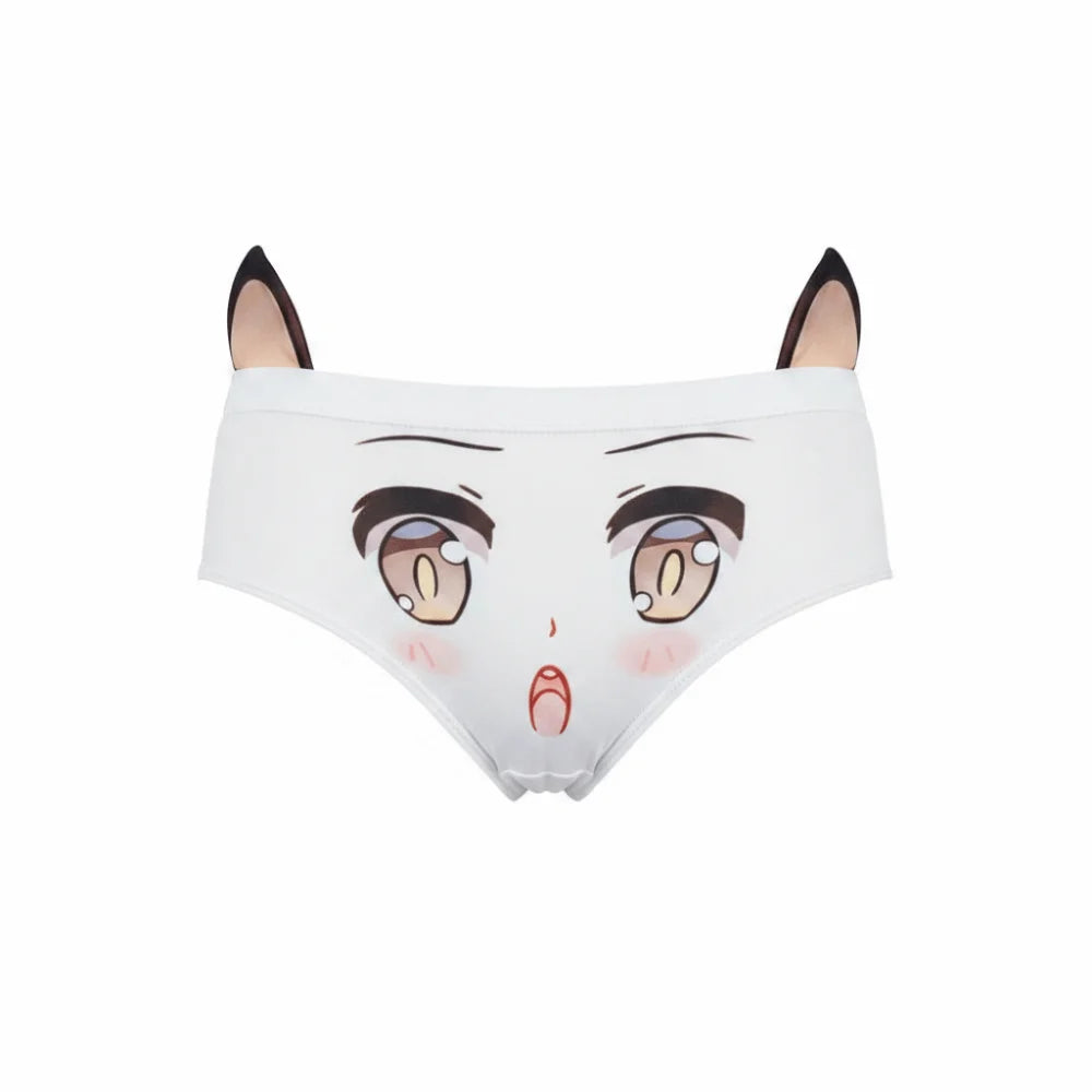 Waist and Hip 3D Ear Women Lingerie Cute Face Printed Comfortable Underwear Breathable Girl Knickers Women Girls Oasis Select 1pc XXXS Style 03
