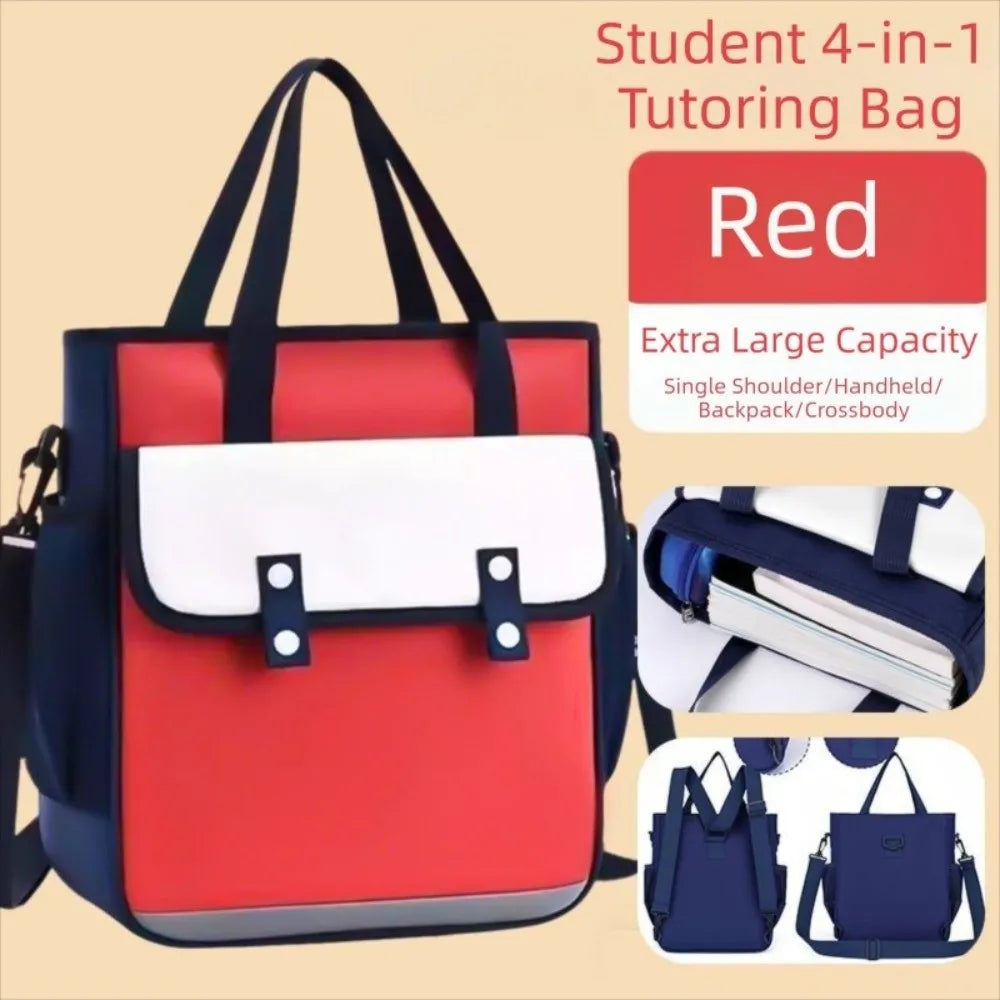 Large Capacity 4-in-1 Canvas Knapsack Waterproof Zipper Student Book Shoulder Bag Lightweight Multifunctional Oasis Select
