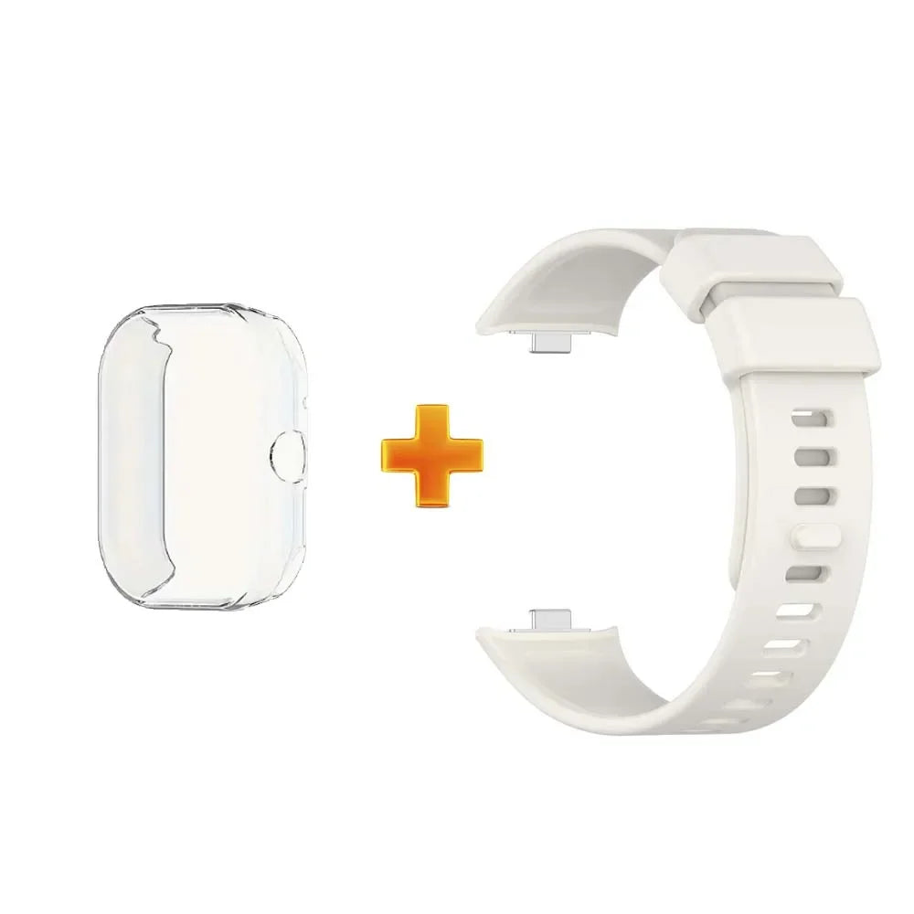 Redmi Watch 4 Silicone Strap & TPU Case Set – Shockproof Cover Smartwatch Strap Set Oasis Select WHITE
