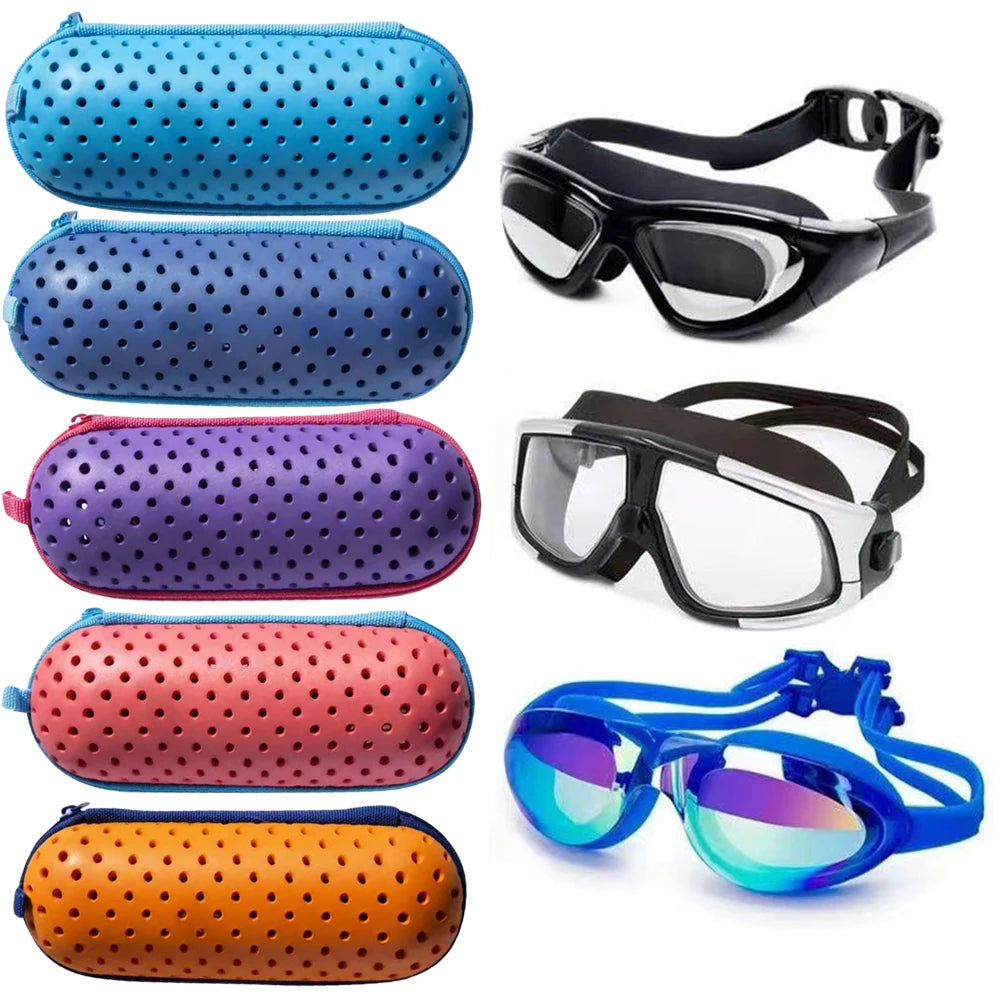 Swim Goggle Case Goggles Protective Case with Clip & Drain Holes Zipper Eyeglasses Case Portable Breathable for Outdoor Swimming Oasis Select