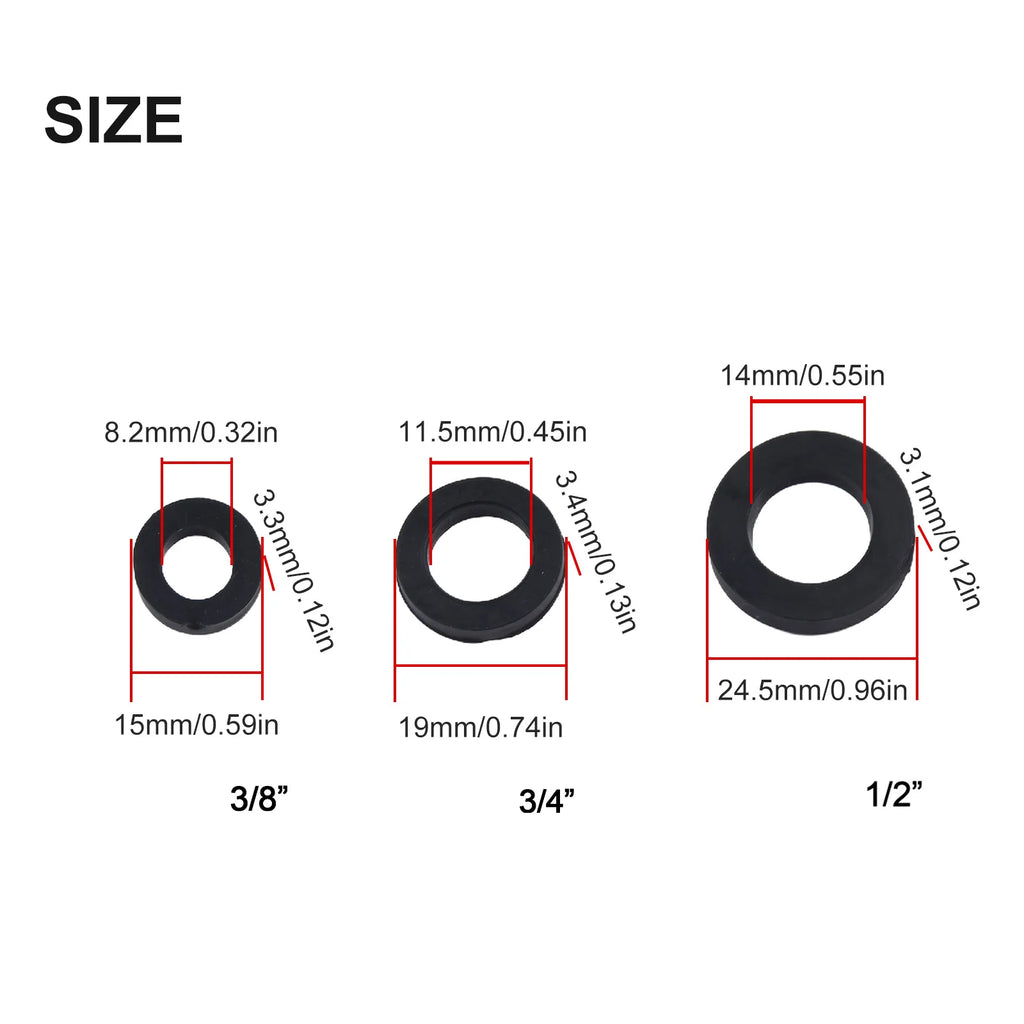 13PCS Mixed Tap Washers Rubber Grommet Bath Sink Basin Shower Seal Drip 3/8" 1/2" 3/4" O-Ring Gasket Seal Accessories Oasis Select