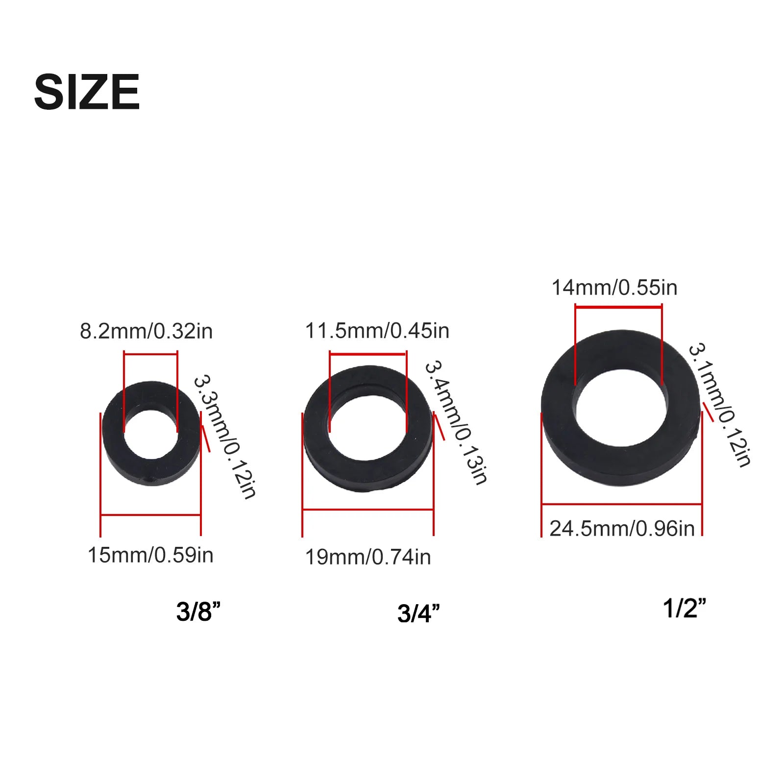 13PCS Mixed Tap Washers Rubber Grommet Bath Sink Basin Shower Seal Drip 3/8" 1/2" 3/4" O-Ring Gasket Seal Accessories Oasis Select