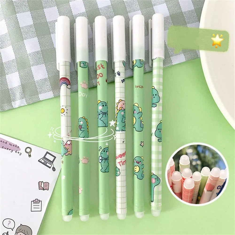 1Pcs Kawaii Game Cartoons Neutral Erasable Pen 0.5mm Blue Gel Pens Washable Handle School Office Supplies Kids Stationery Oasis Select dinosaur random 1pc