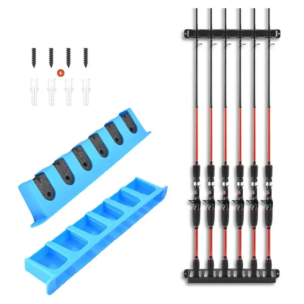 Easy-Install Fishing Rod Holder Wall Mounted Fixing Bracket for Boat Fishing Rod Holder Display Stand Fixed Frame Oasis Select vertical BLUE