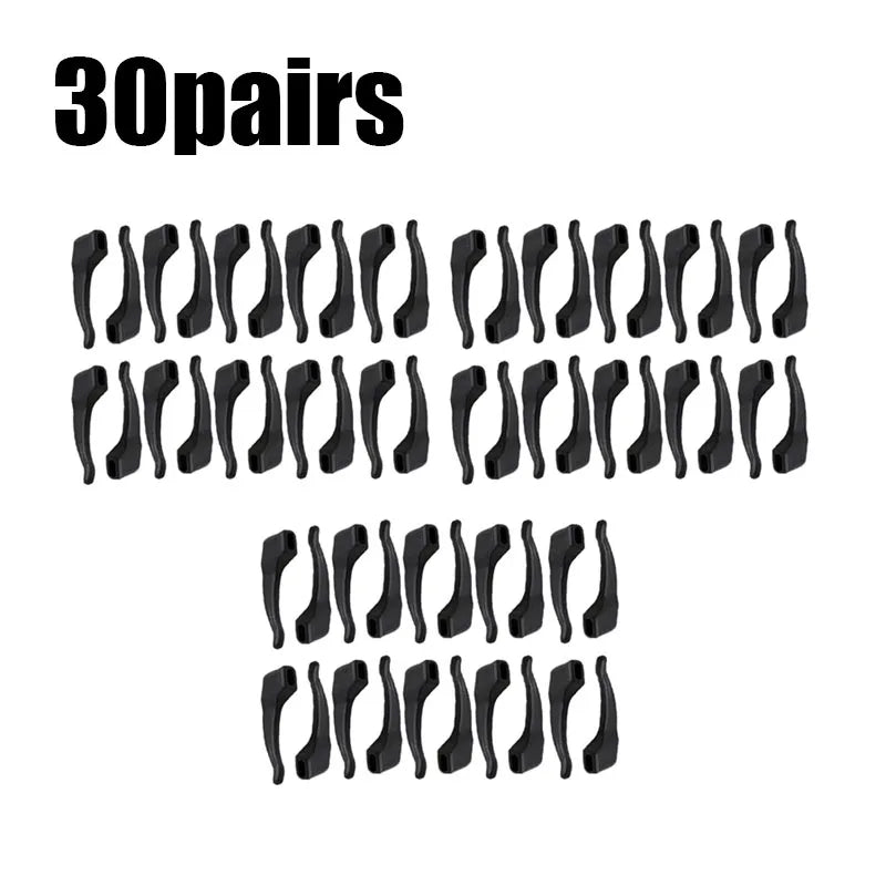 10/20/30/40Pairs Silicone Anti-Slip Eyeglass Hooks Comfortable Secure Glasses Holders For Activities Eyewear Accessories Oasis Select 30pairs black
