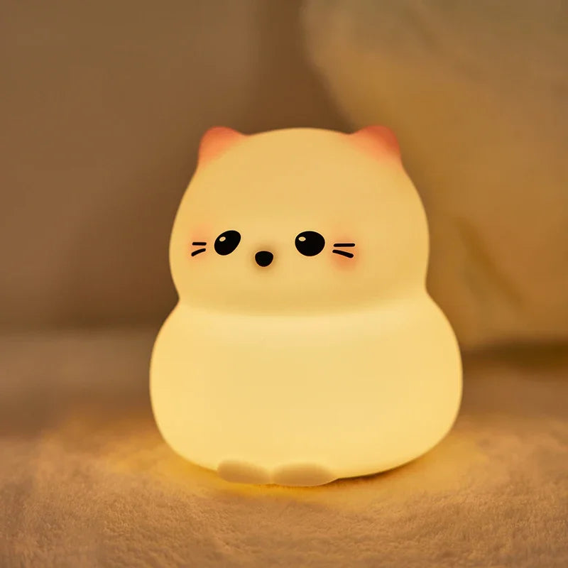 Animal Silicone Night Light – Rechargeable LED Kids Bedside Lamp Silicone Night Light Oasis Select Cat Night Light