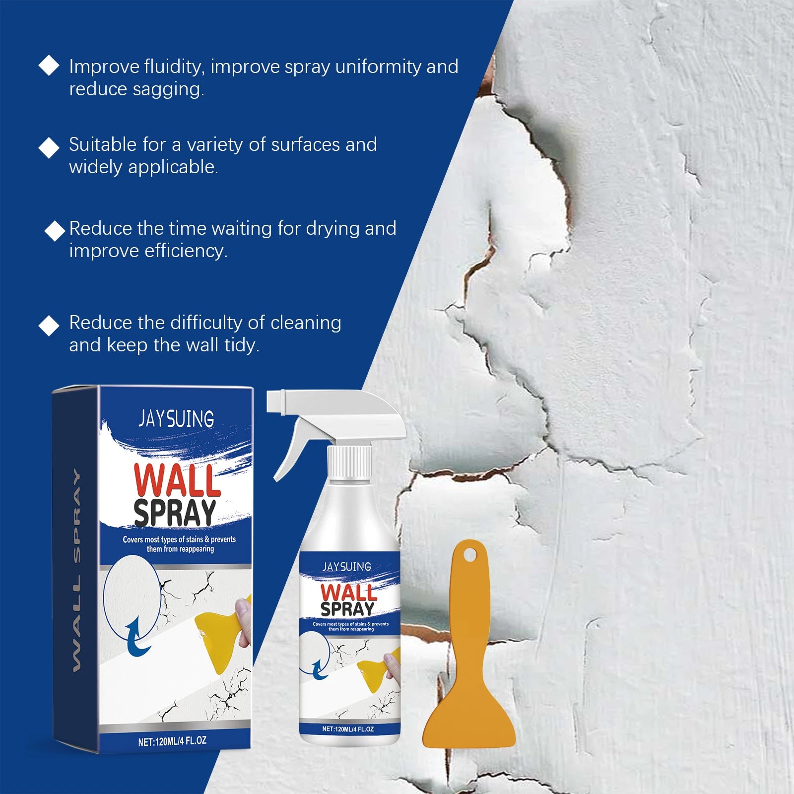 Jaysuing Wall Repair Paint Decontamination Waterproof And Sun Resistant Paint Renovation Cover Wall Renovation Spray Oasis Select