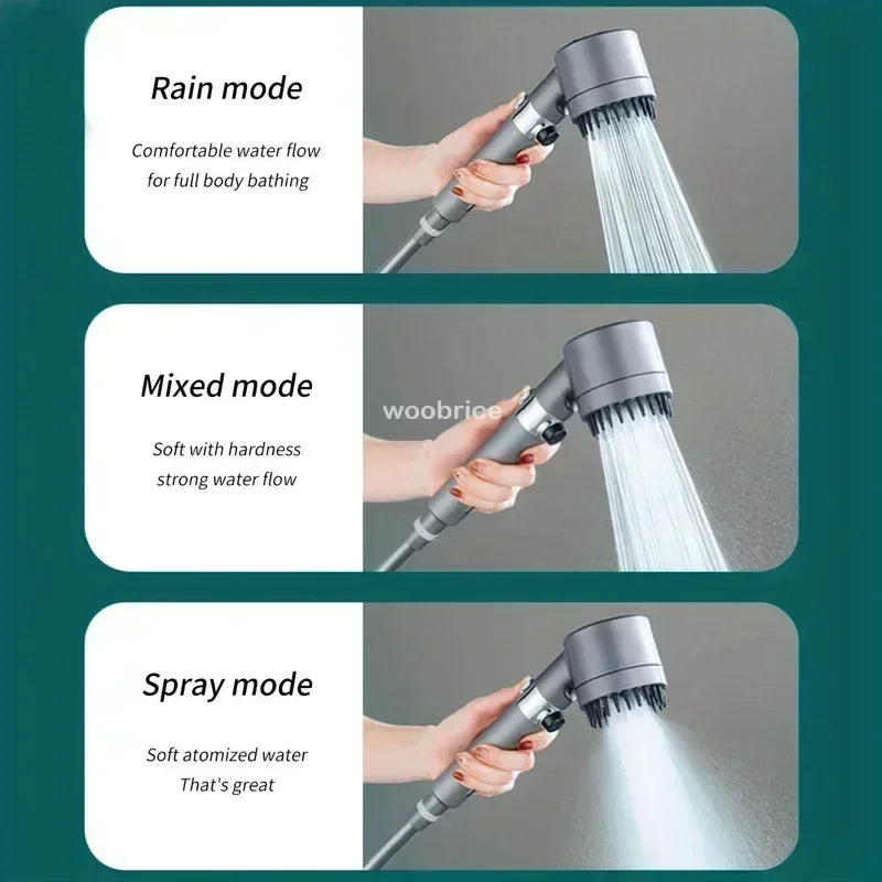 Strong Current Shower Head Powerful High Pressure Shower Head Adjustable Spray Massage Rain Faucet Shower Set Bathroom Oasis Select