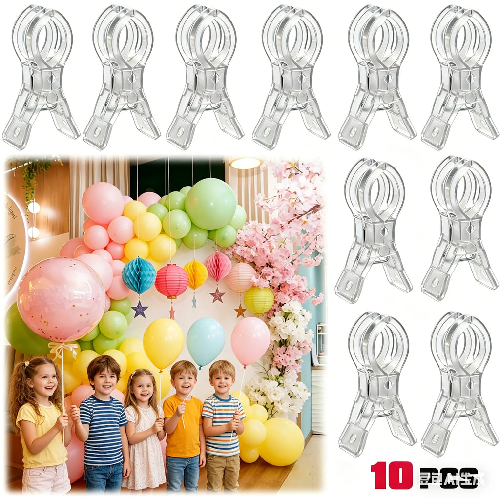 10pcs 3.5 Inch Heavy Duty Spring ClampTransparent Plastic Multipurpose Clip for Balloon Arch Backdrop Fixing Festive Decorations Oasis Select