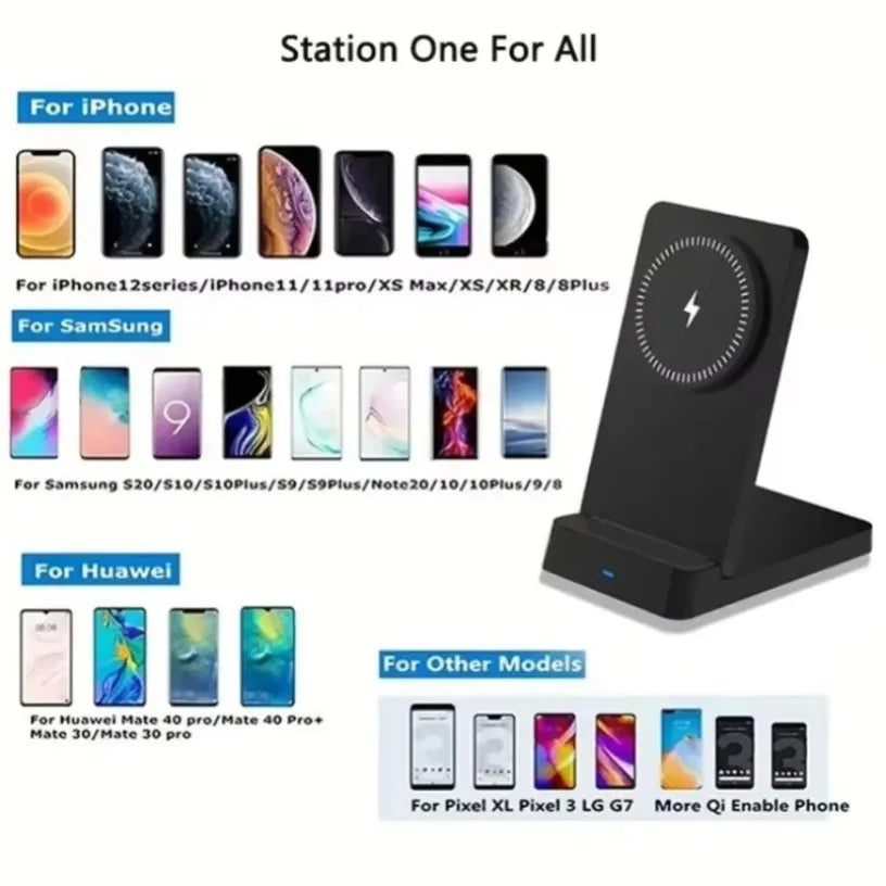 Magnetic Fast Charging Station 15W Wireless Charger Desktop Fold Smart Phone Holder Charge For Magsafe iPhone 16 15 14 13 12 Pro Oasis Select
