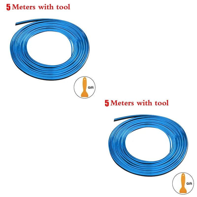 1/2pcs Universal Car Moulding Decoration Flexible Strips 5M Interior Auto Mouldings Car Cover Trim Dashboard Door Car-styling Oasis Select 2pcs-blue