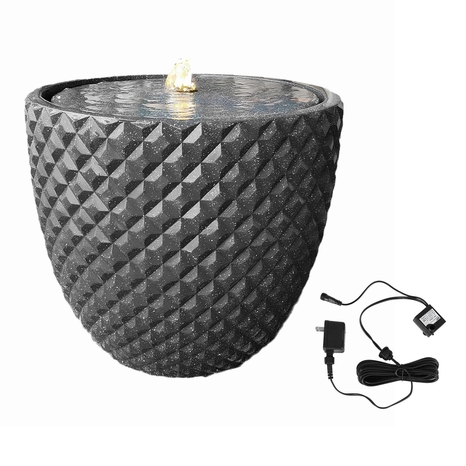 Shunmaii LED Freestanding Cement Waterfall Fountain – Garden Patio Outdoor Garden Fountain Oasis Select United States