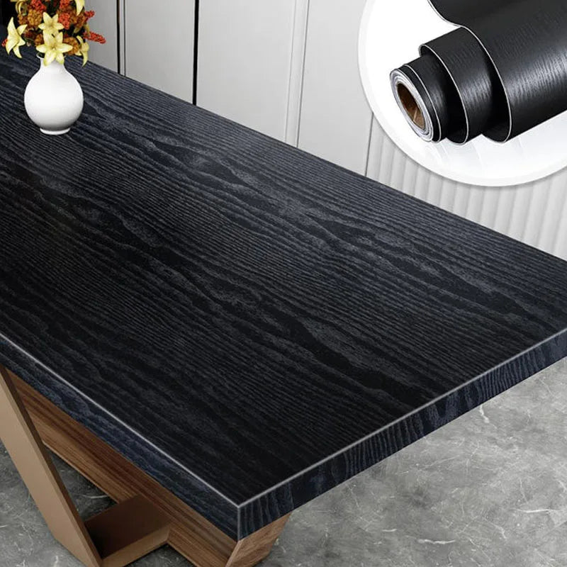 45cm PVC Furniture decorative paper black wood grain self-adhesive waterproof wallpaper kitchen cabinet table door wall stickers Oasis Select