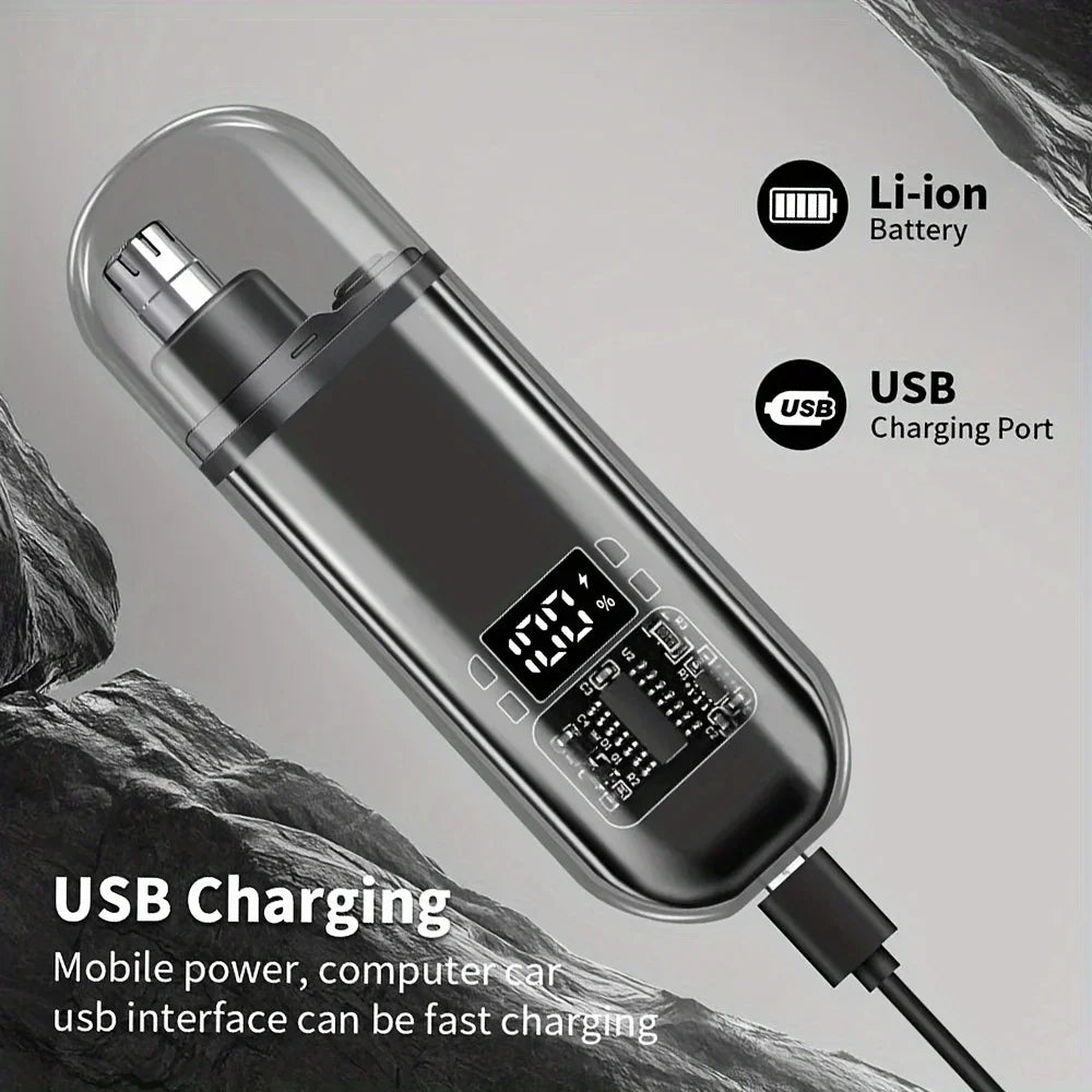 USB Rechargeable Nose & Ear Hair Trimmer for Men, Portable Mini Compact Design with Fast Charge, Electric Grooming Kit Oasis Select