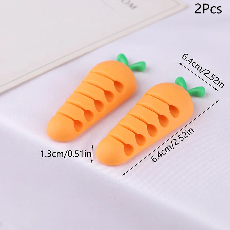 2/4Pcs Cute Love Pineapple Cable Winder Cable Organizer Adhesive Cord Holder Multipurpose Wire Management Clips For Desk Wall Oasis Select 2Pcs Carrot