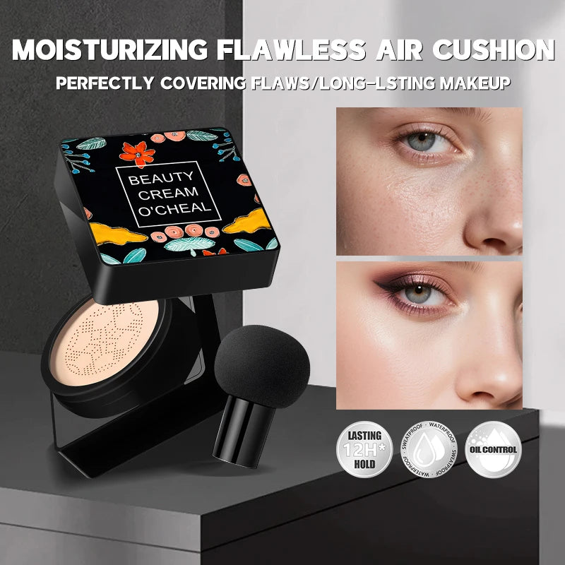 O'CHEAL Mushroom Cushion CC Cream Face Airy Coverage Long-lasting Moisturizing Waterproof Oil Control Concealer BB Cream Makeup Oasis Select