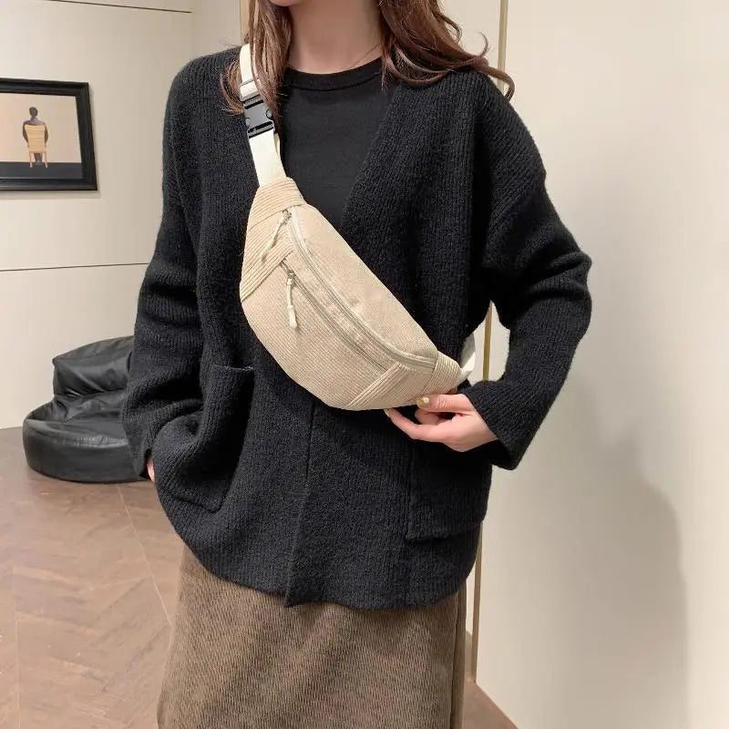 Women's Corduroy Fanny Pack | Crossbody Waist & Chest Bag