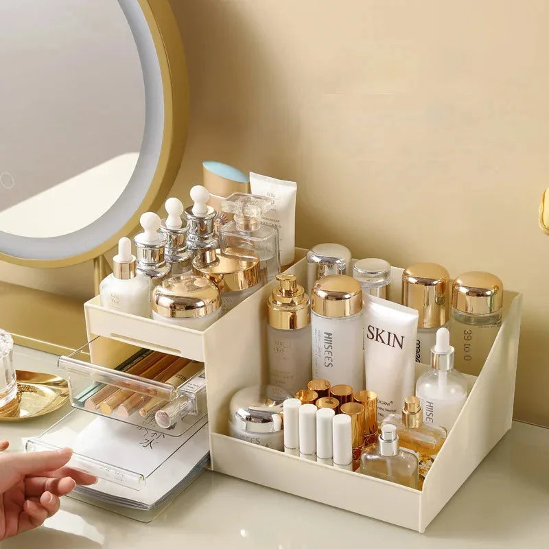 Transparent Drawer Style Makeup Box Dormitory Organizer Plastic Cosmetics Skincare Dressing Table Desktop Storage Box Oasis Select