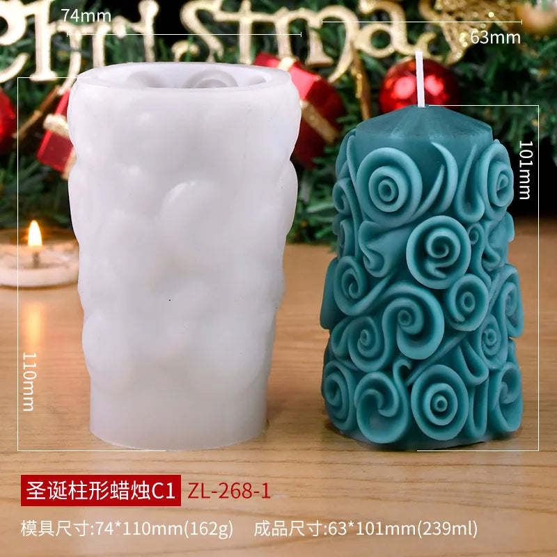 Christmas cylinder aromatherapy candle silicone mold DIY handmade Christmas gift diffuser stone mold Oasis Select C1 ZL-268-1